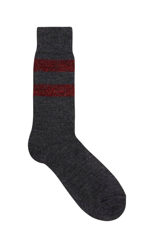 Samar Merino Stripe Sock Grey - British Made 2