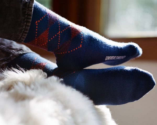 Samar Merino Argyle Sock Blue - British Made 2