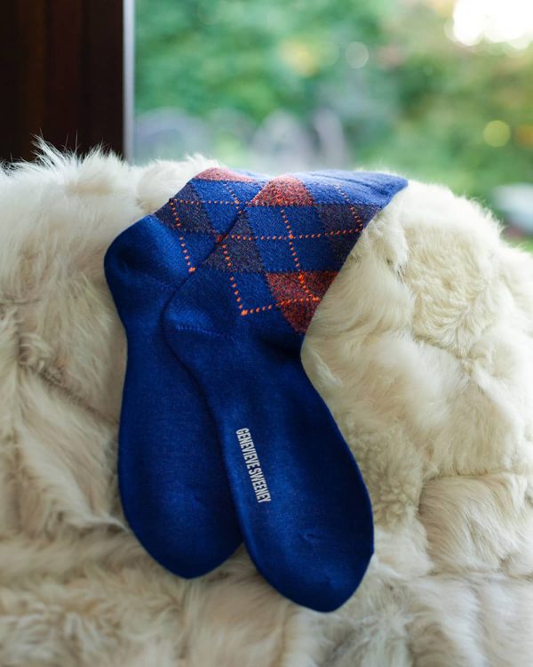 Samar Merino Argyle Sock Blue - British Made 4