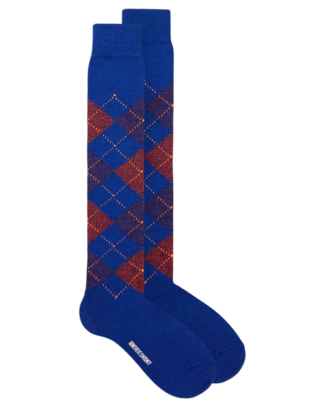 Saryl Merino Argyle Knee High Sock Blue