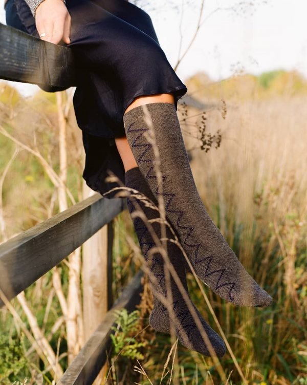 Sia Merino Knee High Socks Dark Grey - British Made 4