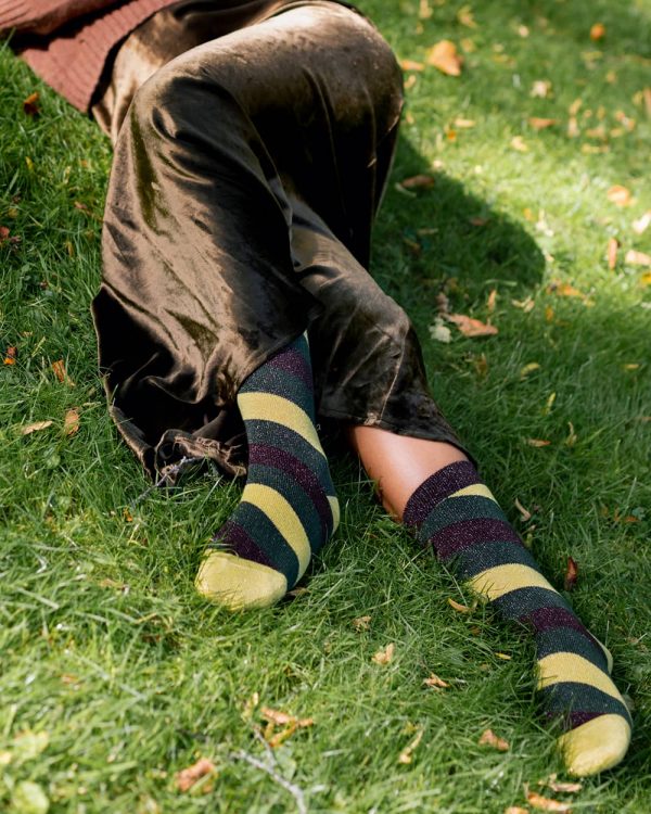 Serora Sparkly Stripe Sock Yellow - British Made 2
