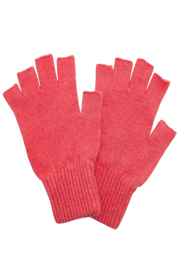 Fingerless Lambswool Gloves Bright Pink - British Made