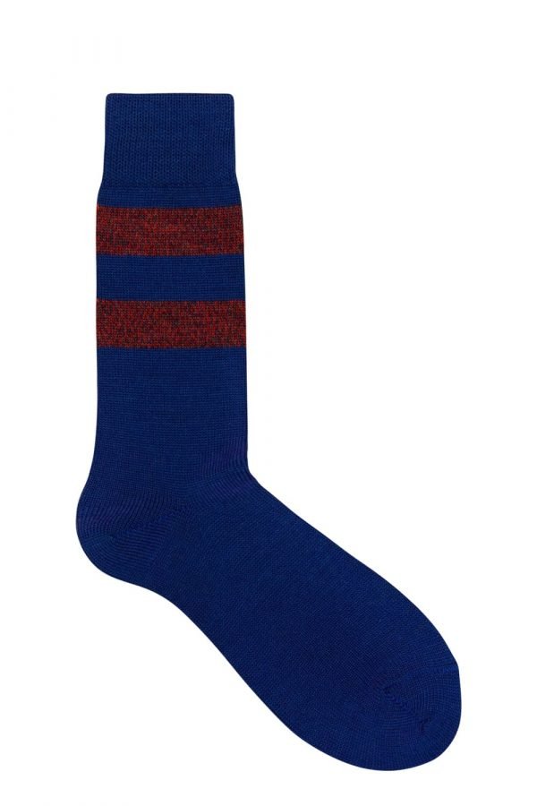 Samar Merino Stripe Sock Blue - British Made 2