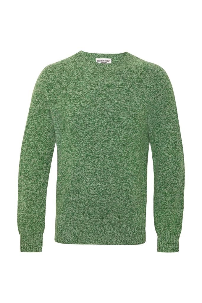 Ellon Lambswool Sweater Green Marl - British Made