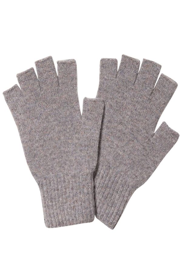 Fingerless Lambswool Gloves Pearl - British Made