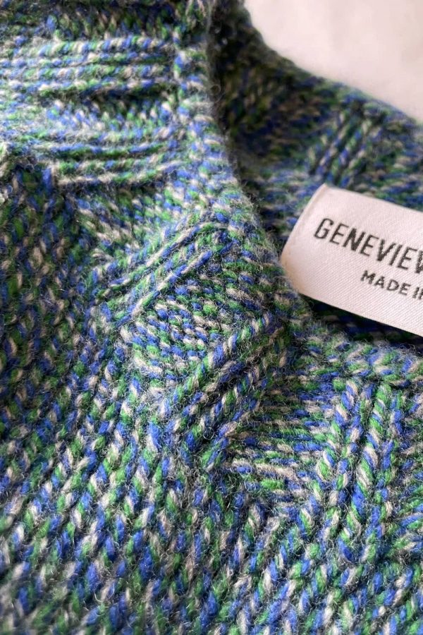 Liddel Chunky Lambswool Sweater Marl Blue Green - British Made 2