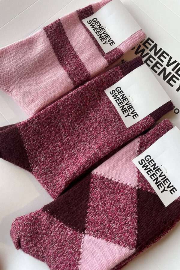 Sock Gift Set Merino Wool Pattern Pink - British Made 3