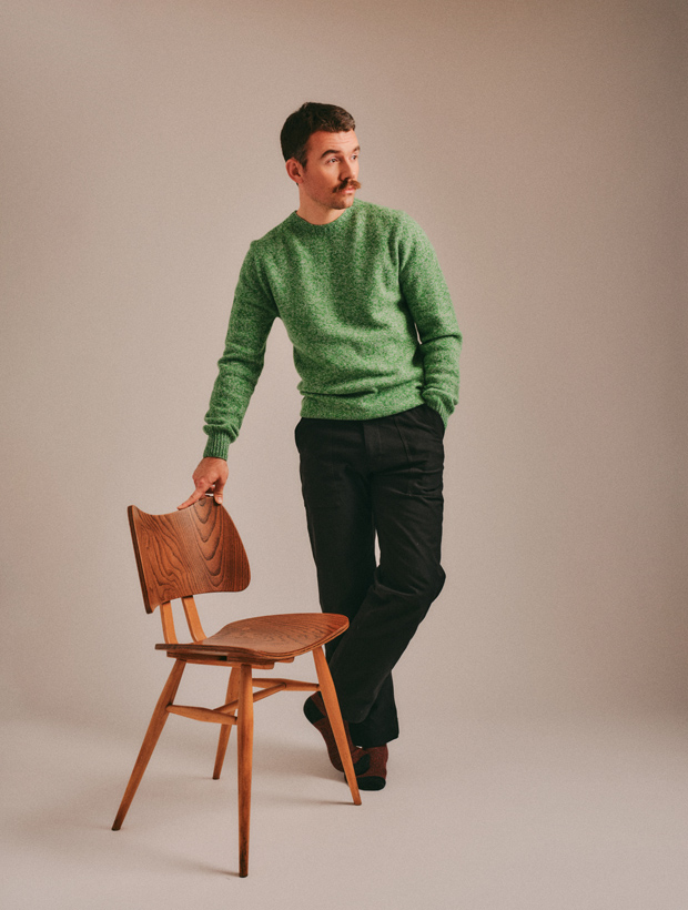 >Ellon Lambswool Sweater Green Marl