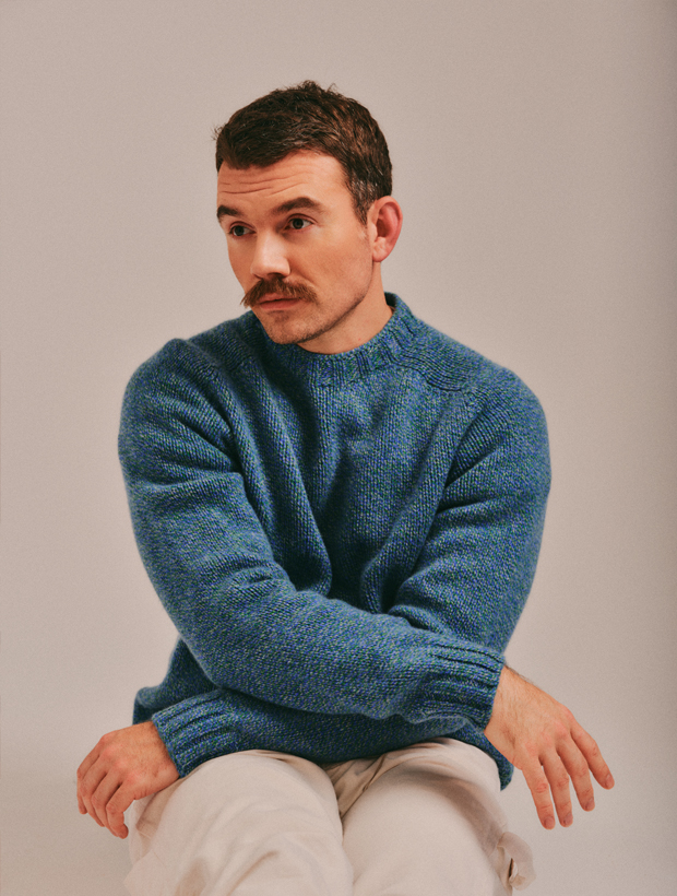 Liddel Chunky Lambswool Sweater Marl Blue Green