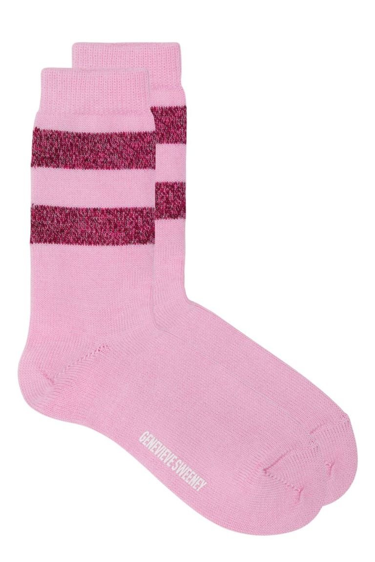 Samar Merino Stripe Sock Pink - British Made