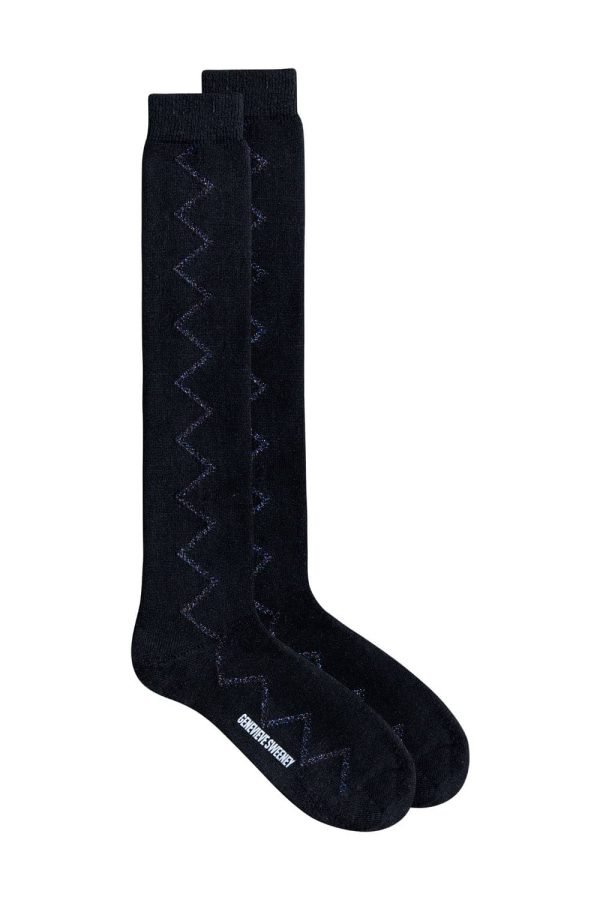 Genevieve Sweeney Sia Merino Wool Long Socks Black Midgnight
