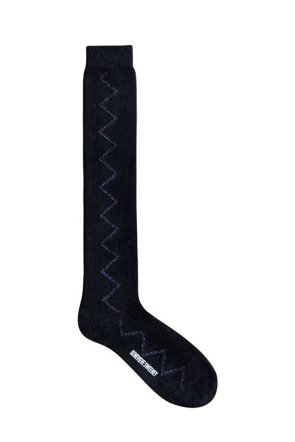 Sia Merino Knee High Black Socks Midnight - British Made 2
