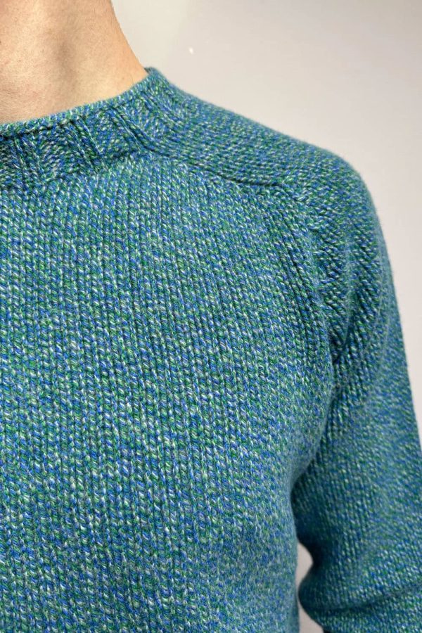 Liddel Chunky Lambswool Sweater Marl Blue Green - British Made 9