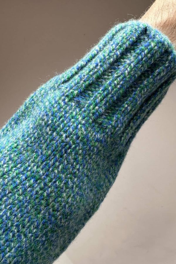 Liddel Chunky Lambswool Sweater Marl Blue Green - British Made 7