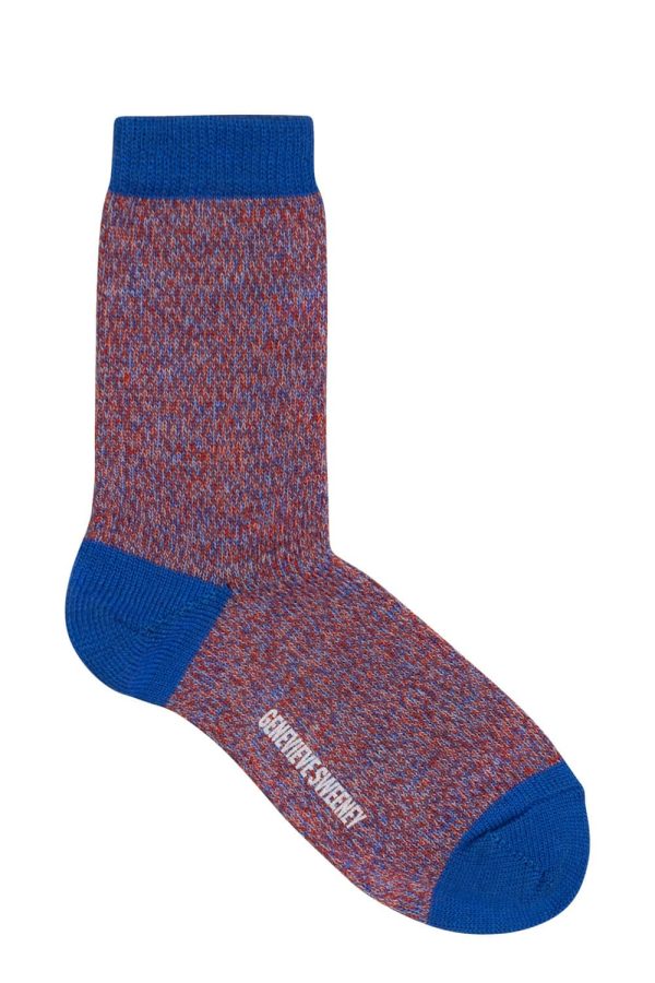 Samar Merino Wool Marl Sock Blue Orange - British Made 3