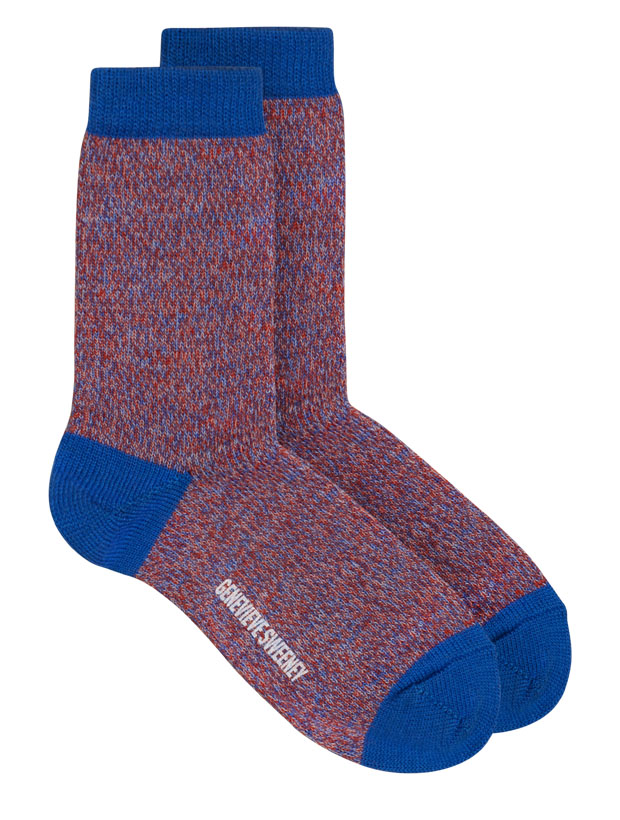 Unisex Merino Wool Marl Socks Blue Orange (British Made)
