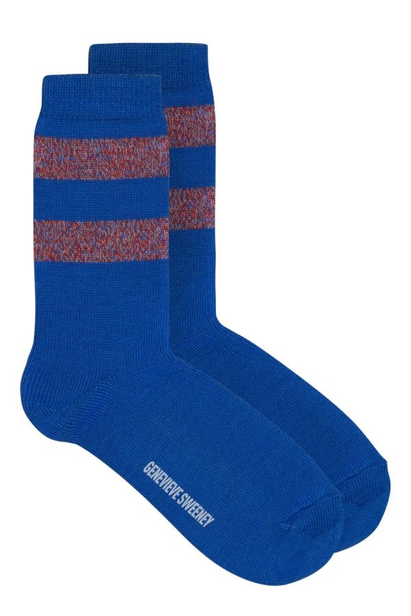 Samar Merino Wool Stripe Sock Bright Blue - British Made