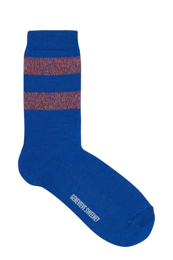 Samar Merino Wool Stripe Sock Bright Blue - British Made 2