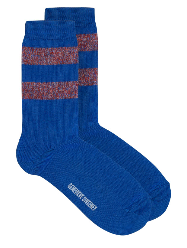 >Samar Merino Wool Stripe Sock Bright Blue