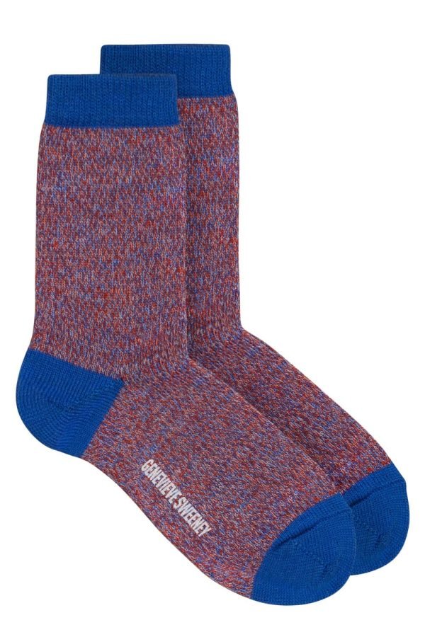 Samar Merino Wool Marl Sock Blue Orange - British Made