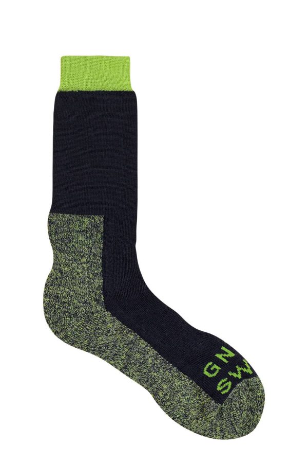 GS Merino Wool Walking Sock Navy Lime - British Made 2