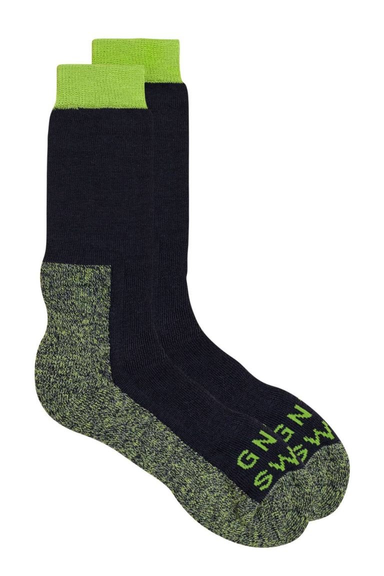 GS Merino Wool Walking Sock Navy Lime - British Made
