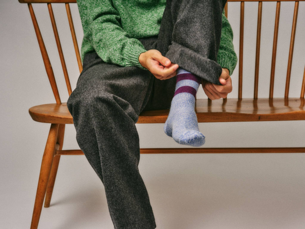 Salpaka Merino Wool Alpaca Marl Socks Blue - British Made 2