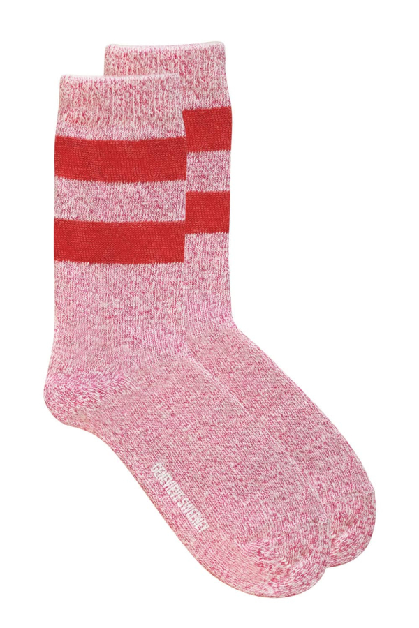 Genevieve Sweeney Salpaka Alpaca Merino Wool Socks Marl Stripe Pink
