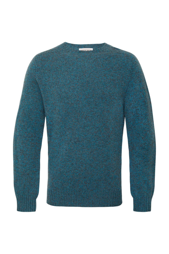 Ellon Lambswool Sweater Azure Marl - British Made