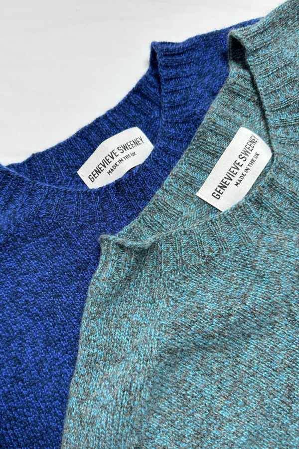 Ellon Lambswool Sweater Azure Marl - British Made 6