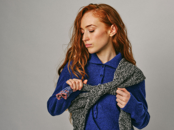 Fidra Collar Knit Lambswool Sweater Blue - British Made 2