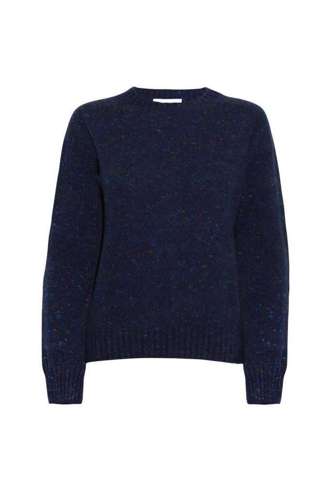 Maud Lambswool Cashmere Sweater Navy - British Made