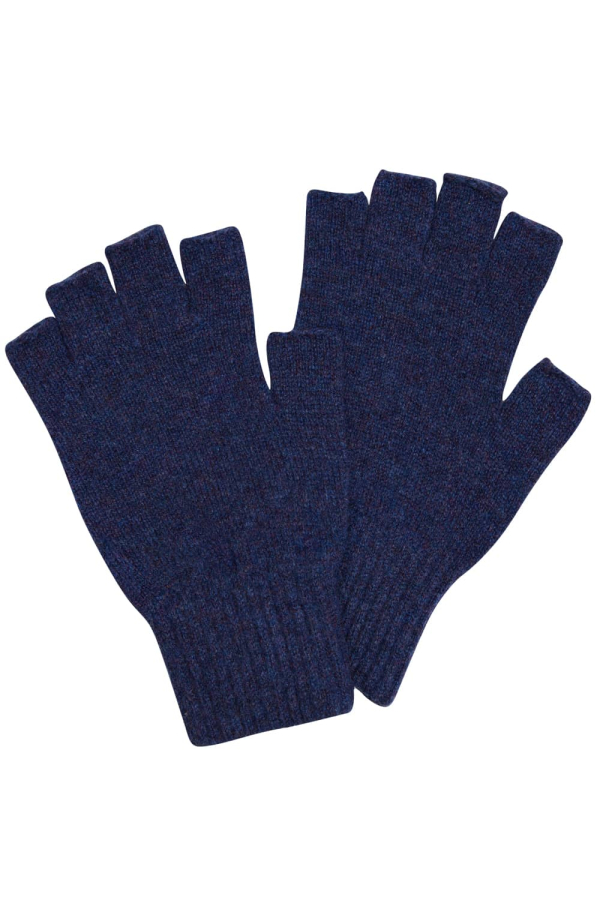 Fingerless Lambswool Gloves Ink Navy - British Made