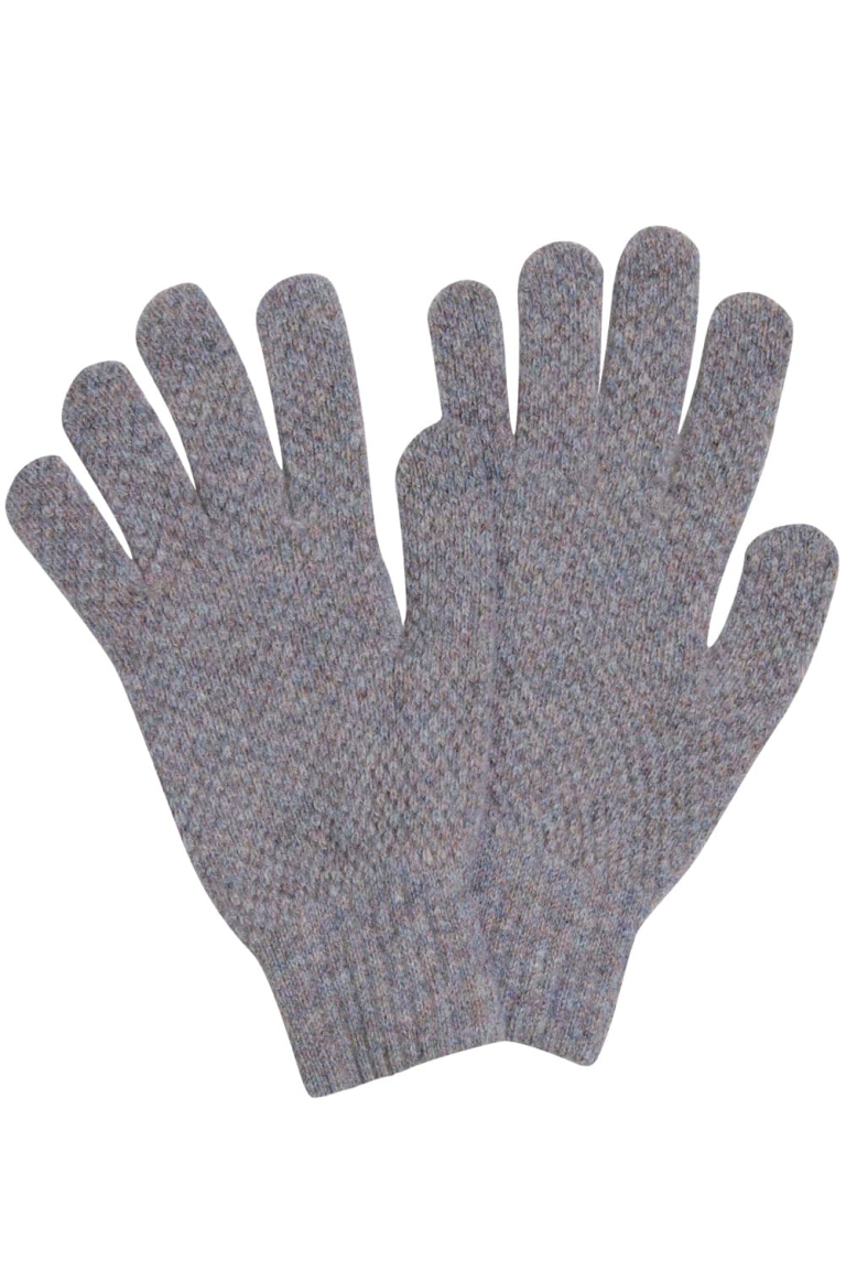 Moss Stitch Lambswool Gloves Pearl - British Made