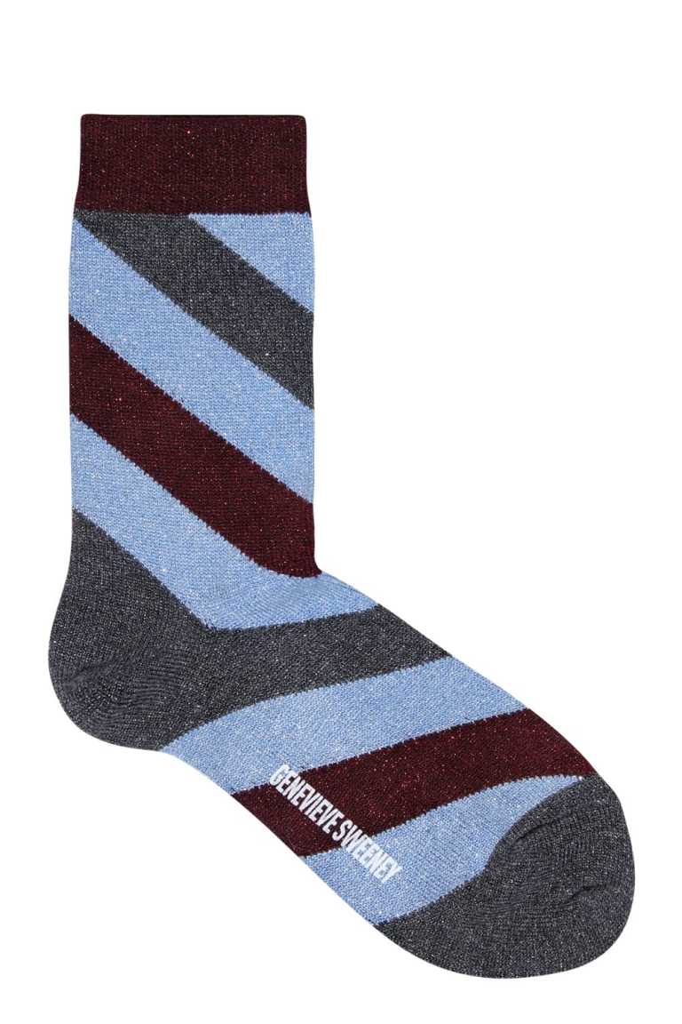 Serora Sparkly Stripe Sock Ice Blue - British Made