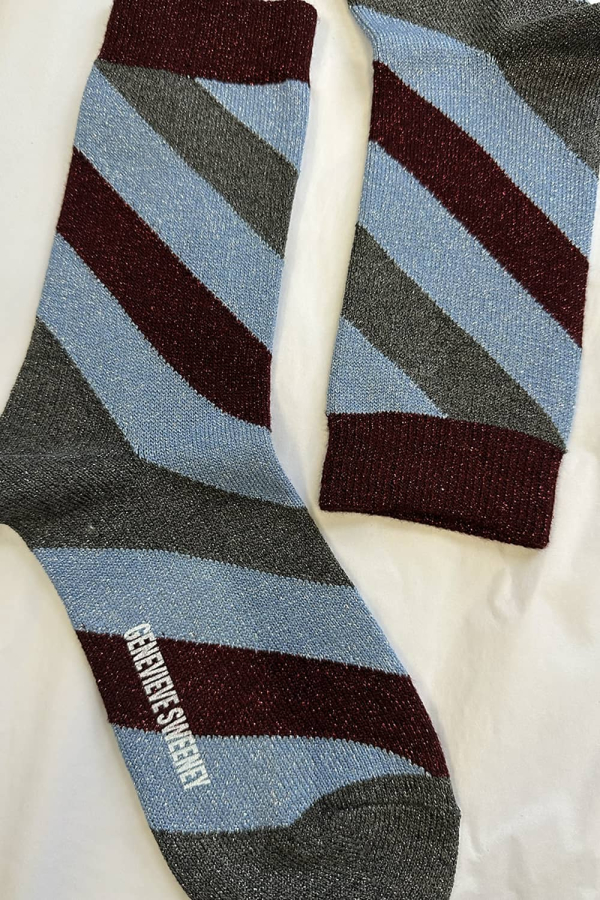 Serora Sparkly Stripe Sock Ice Blue - British Made 2