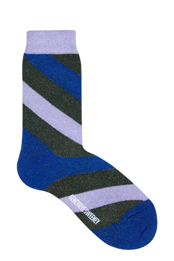 Serora Sparkly Stripe Sock Lilac - British Made