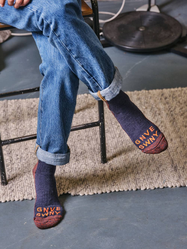 GS Merino Wool Walking Sock Denim Orange - British Made 2