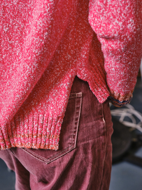 Brook Sweater Textured Lambswool Pink - British Made 3