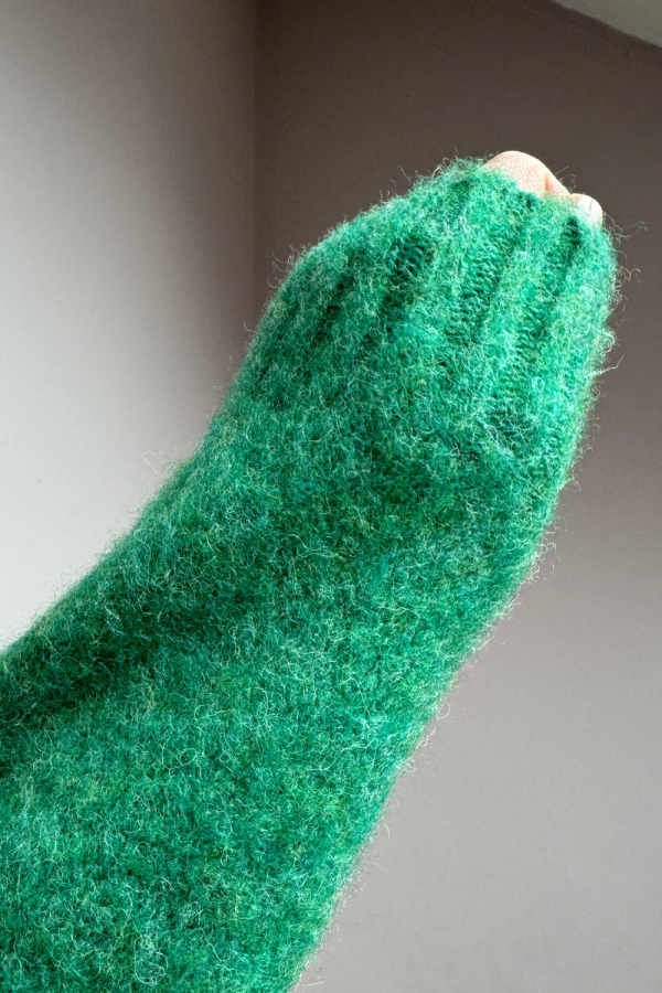 Lenzie Brushed Wool Cardigan Green - British Made 3