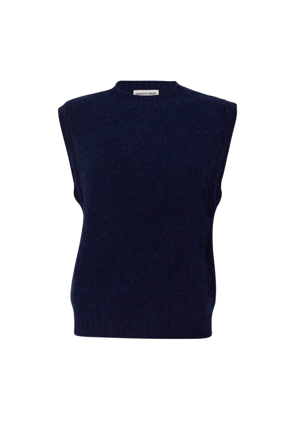 Laide Brushed Wool Knitted Vest Navy - British Made