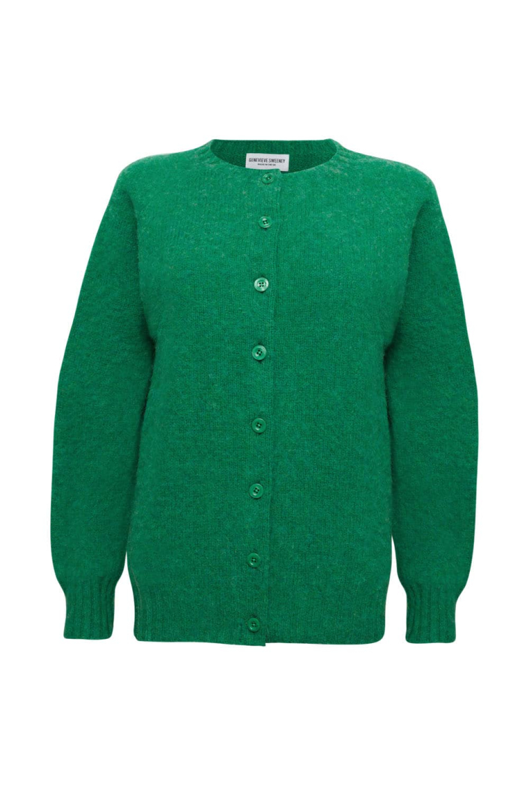 Lenzie Brushed Wool Cardigan Green - British Made