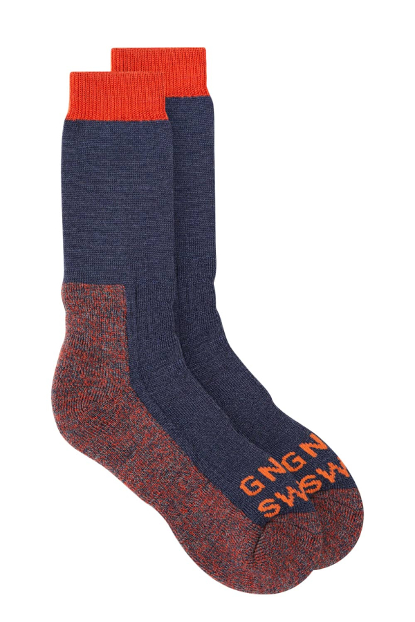 Genevieve Sweeney Merino Wool Walking Socks Denim Orange