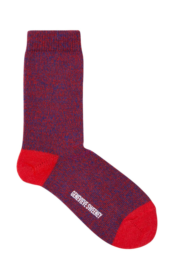 Samar Merino Wool Marl Sock Red - British Made 2