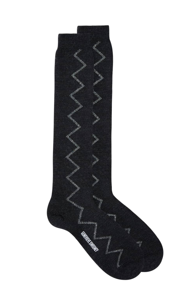 Sia Merino Knee High Socks Charcoal - British Made