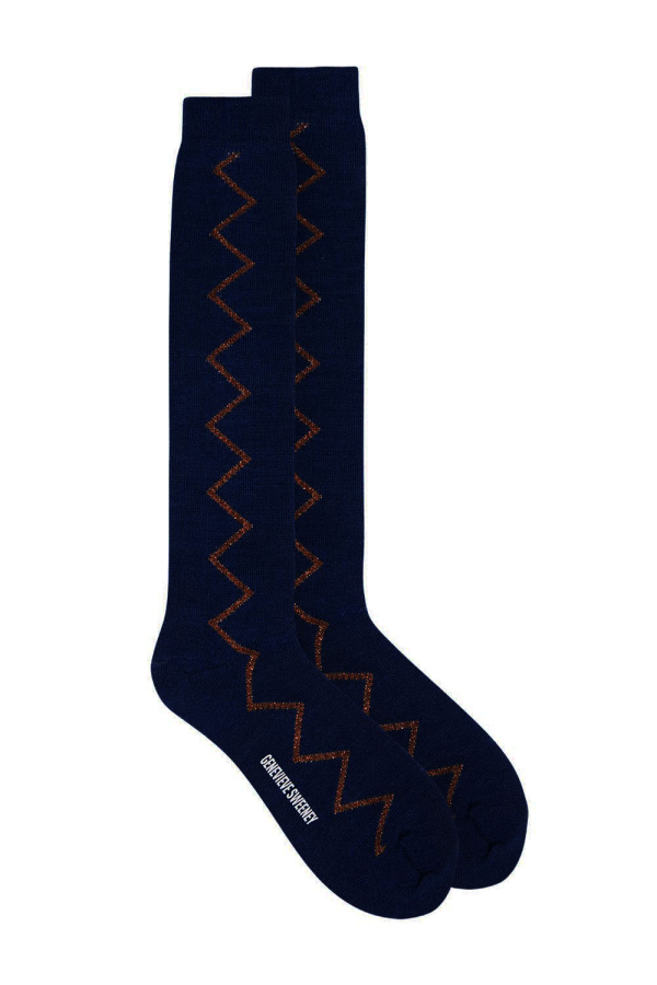 Sia Merino Knee High Socks Navy - British Made