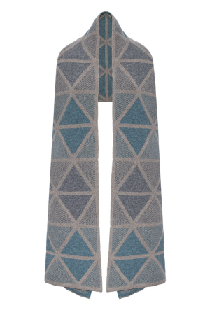Geometric Lambswool Blanket Scarf Beige - British Made 2