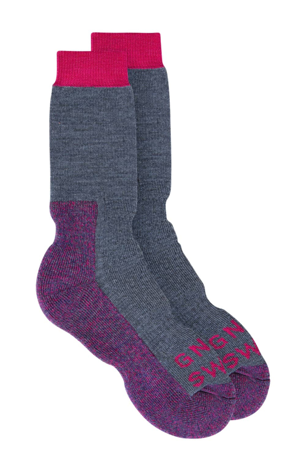 GS Merino Wool Walking Sock Grey Pink - British Made