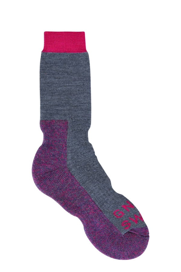 GS Merino Wool Walking Sock Grey Pink - British Made 2